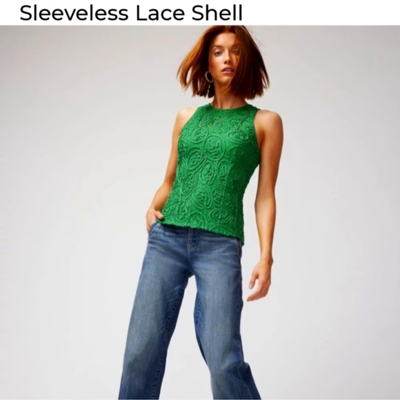 SOLD TO CAVELLE 11/7/25 WHBM NWT Lace Shell 💚 - Picture 3 of 14